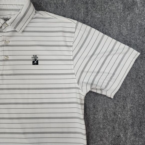 Straight Down Polo Shirt Mens XL White Striped Performance The Farms Golf Club - Picture 7 of 16